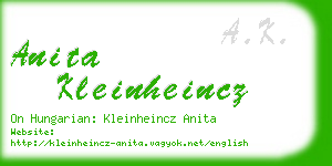 anita kleinheincz business card